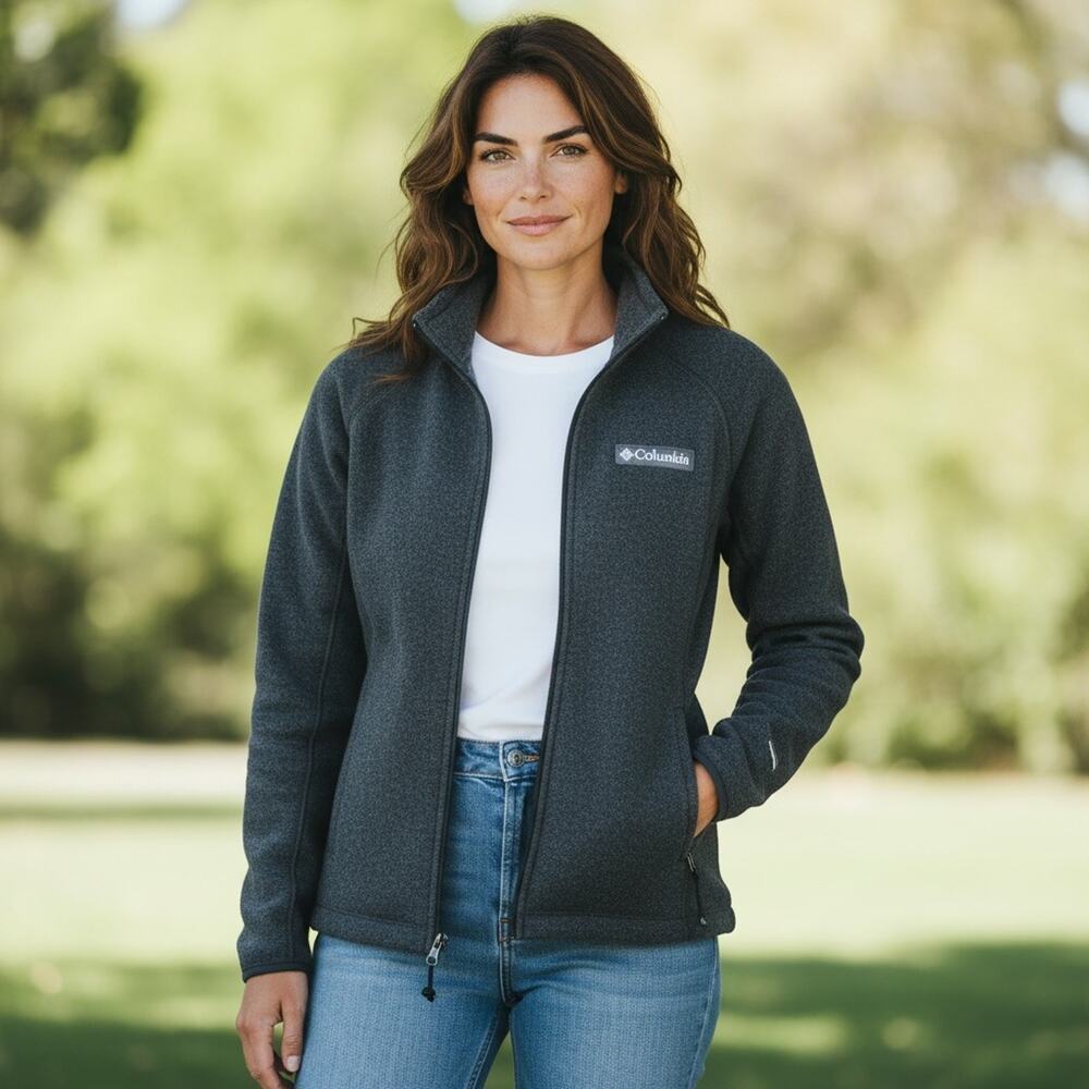 Columbia Benton Springs Fleece Jacket Gorpcore Sz M Gray Full Zip Womens